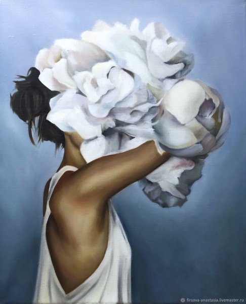 Картина девушка цветок вместо головы