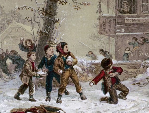 Рождественские игры в снежки