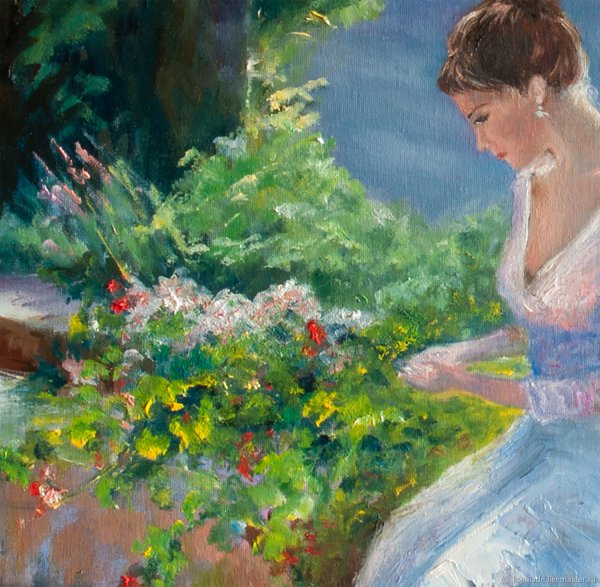 Картина маслом девушка со спины