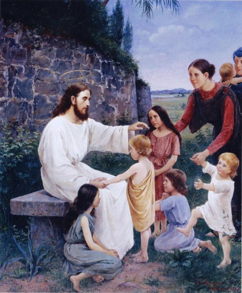 Иисус Христос благословляет детей картина