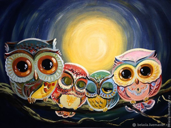 Сова акрилом на холсте