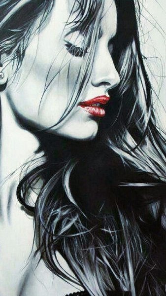 Картина девушка чб