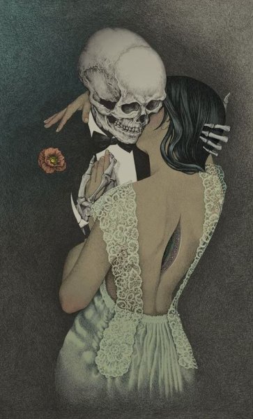 Девушка с черепом арт