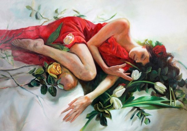 Картины с женщиной лежа