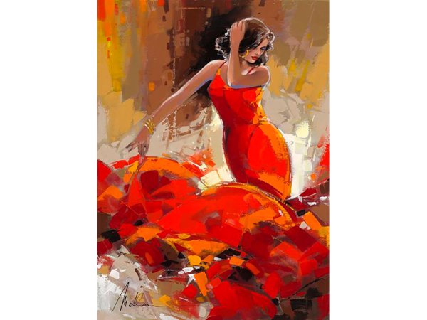 Картина по номерам девушка в Красном