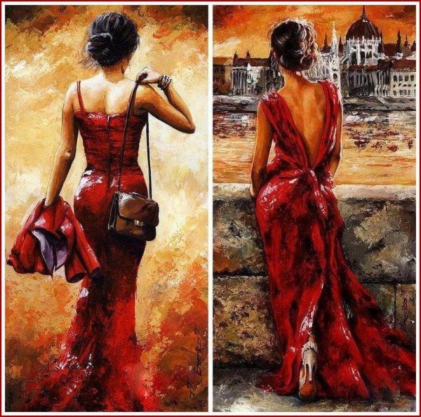 Картина по номерам девушка в Красном