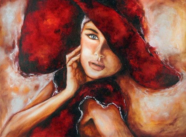 Женщина в Красном живопись