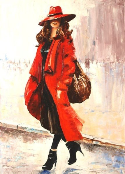 Картина девушка в Красном