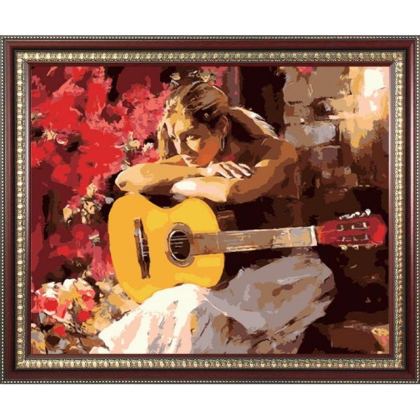 Картина по номерам девушка с гитарой
