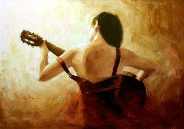 Картина девочка с гитарой