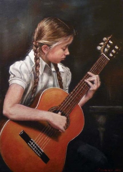 Картина девочка с гитарой