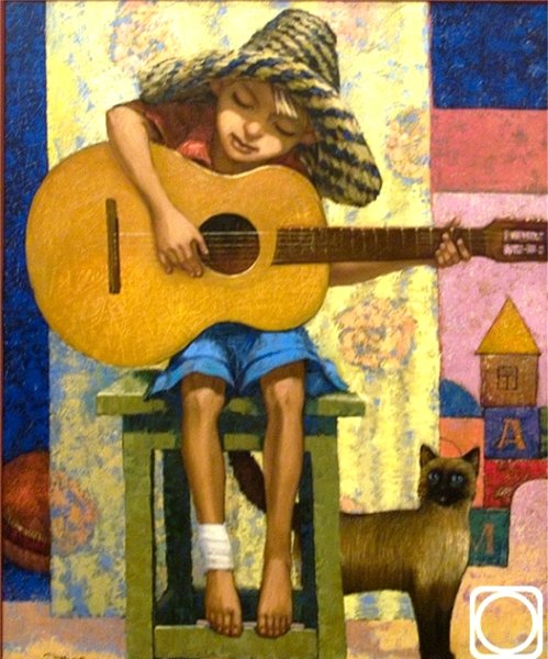 Картина девочка с гитарой