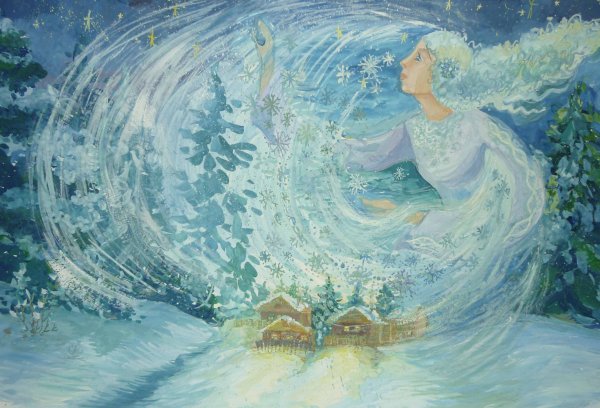 Вьюжная зима иллюстрация