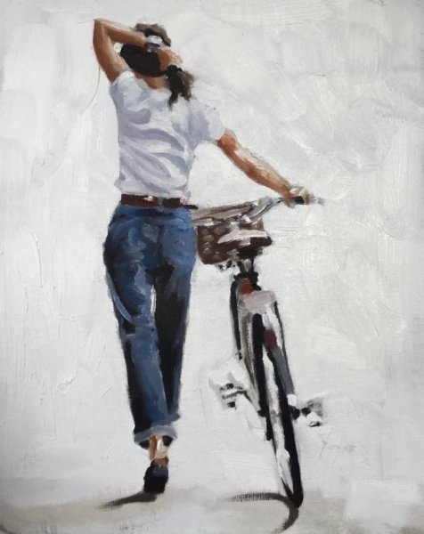 Велосипедисты живопись