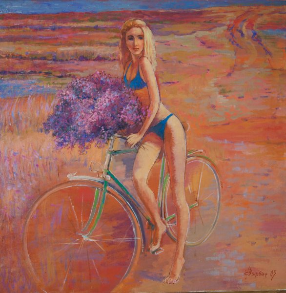 Кристиан Жекель картины девушка с велосипедом