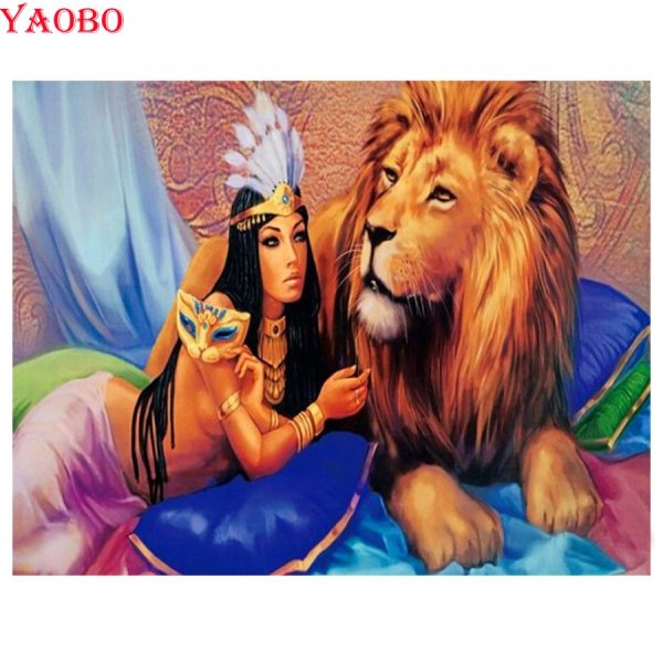 Картина женщина со львом