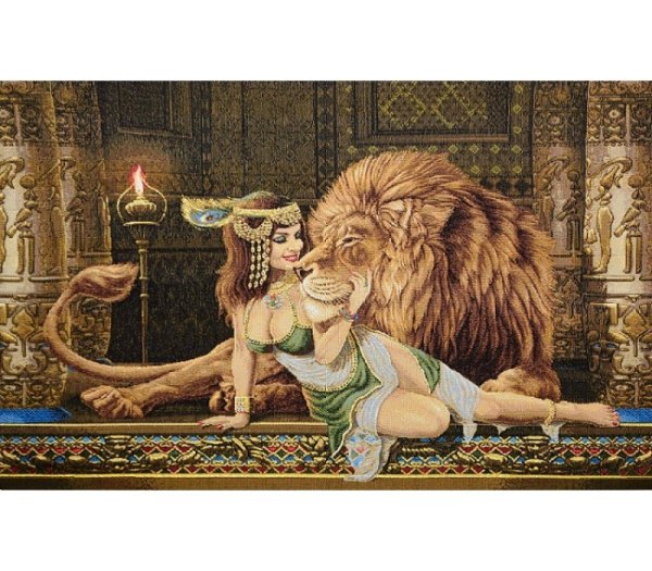 Картина гобелен Клеопатра со львом