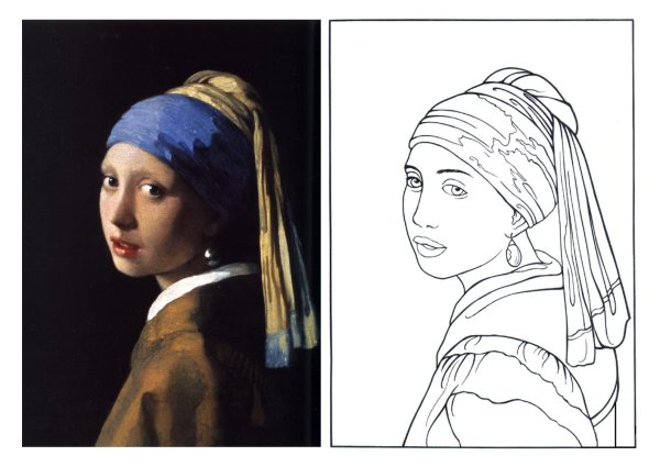 Ян Вермеер девушка с жемчужной серёжкой раскраска