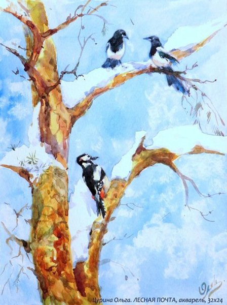 Сороки зимой в живописи