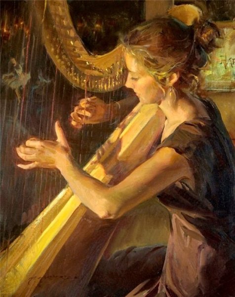 Даниэль Герхартц на арфе картина