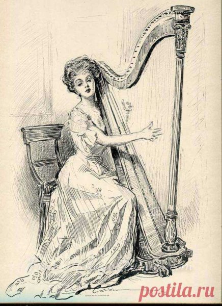 Современная живопись девушка с арфой