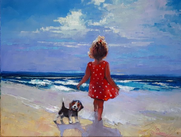 Девочка у моря картина