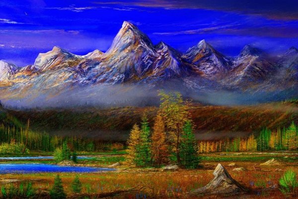 Алмазная вышивка горное озеро