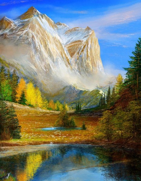 Озеро в горах Швейцарии картина Саврасова