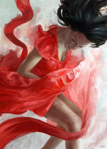 Арты девушек красные