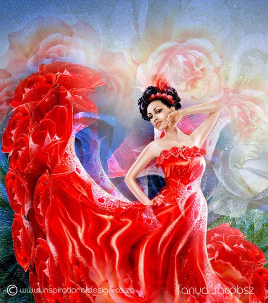 Девушка в Красном платье живопись