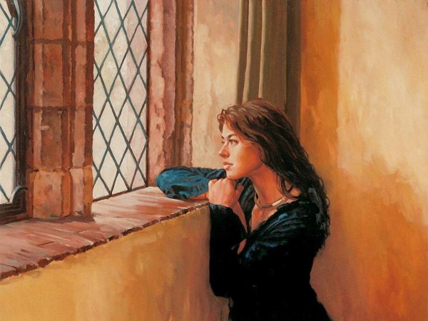 «Женщина у окна» картина Фридрих