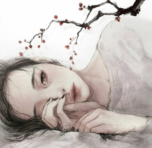 Грустная девушка рисунок