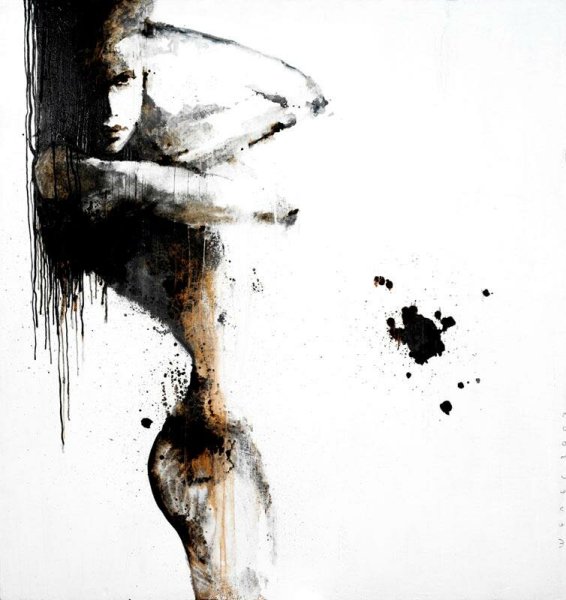 Силуэт девушки акварель