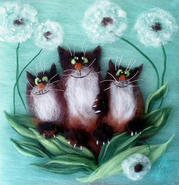 Зимнее панно из шерсти