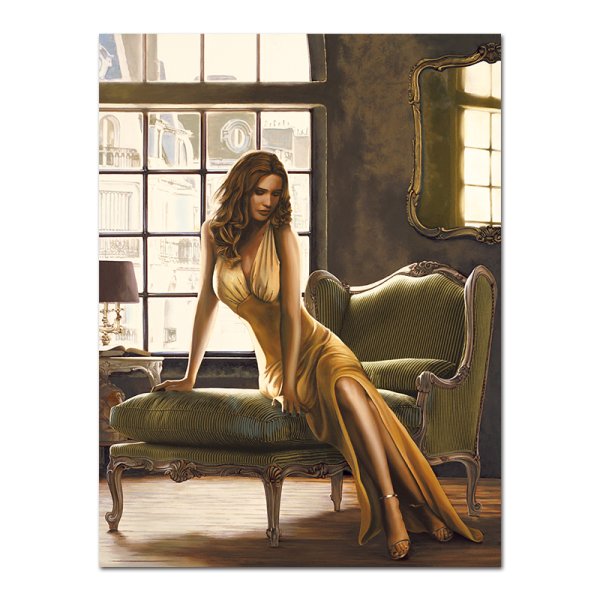 Модерн девушка в желтом платье картина