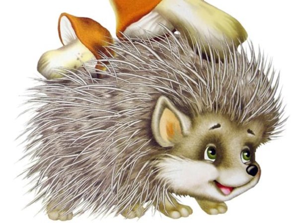 Сказочный Ежик на белом фоне