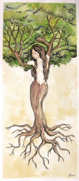 Женщина дерево картина