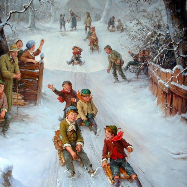 Зимние забавы детей в картинах художников