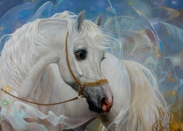 Белый конь живопись