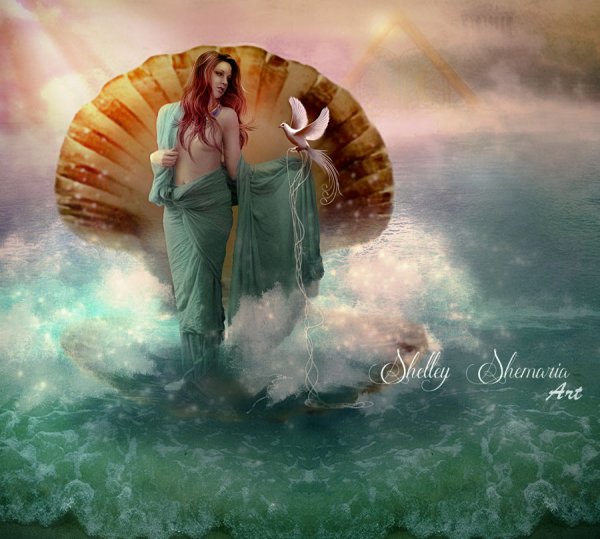 Картина девушка в ракушке