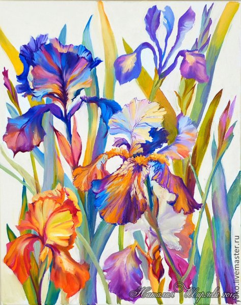 Ирисы акриловыми красками