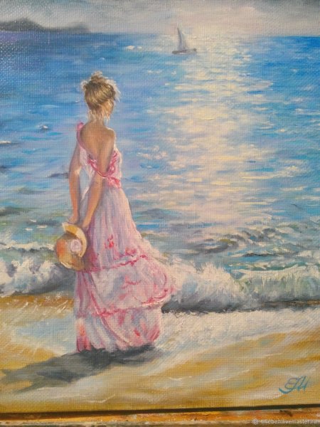 Девушка и море живопись