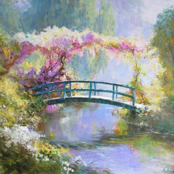 Красивый пейзаж с мостиком