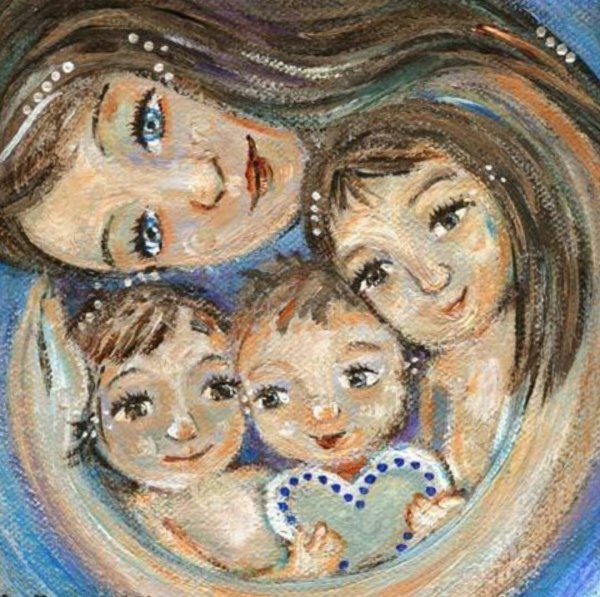 Картина мама с дочкой