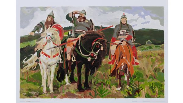 Иллюстрация три богатыря Васнецова