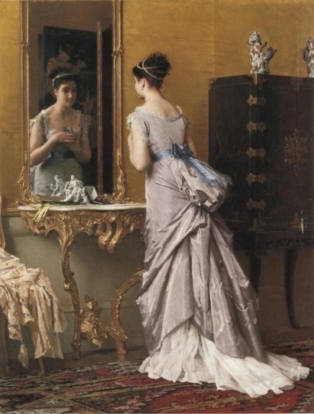 Девушка у зеркала живопись