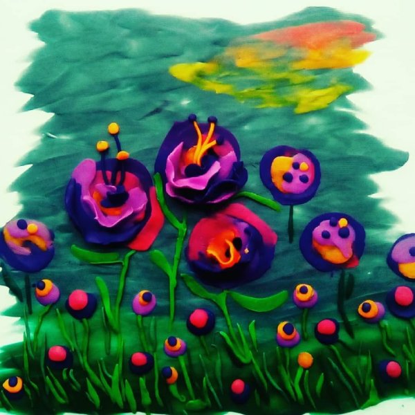 Пластилиновая живопись цветы