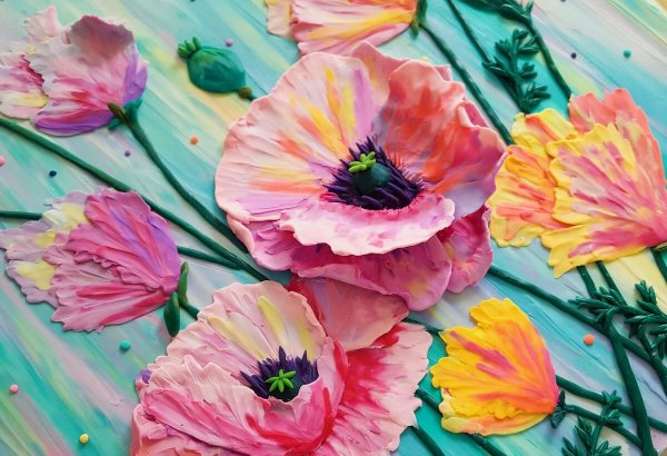 Пластилиновая живопись цветы