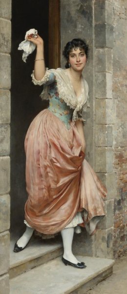 Эжен де Блаас девушка с красным 1892