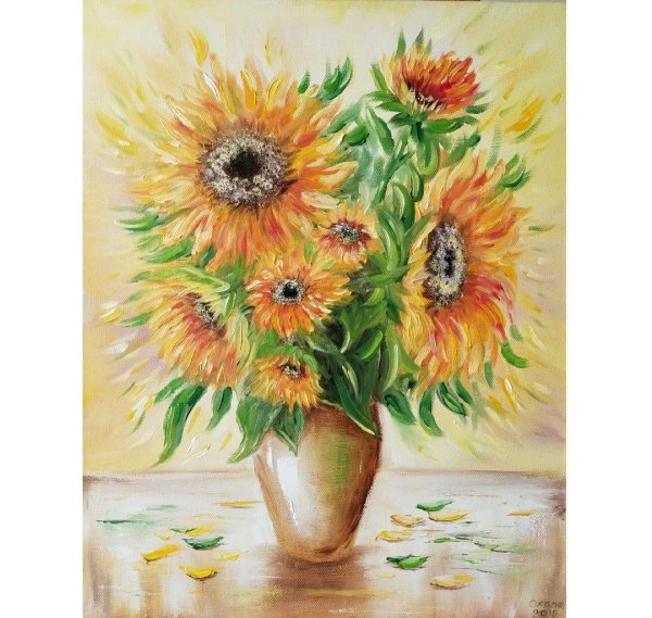 Картина "поле с подсолнухами"